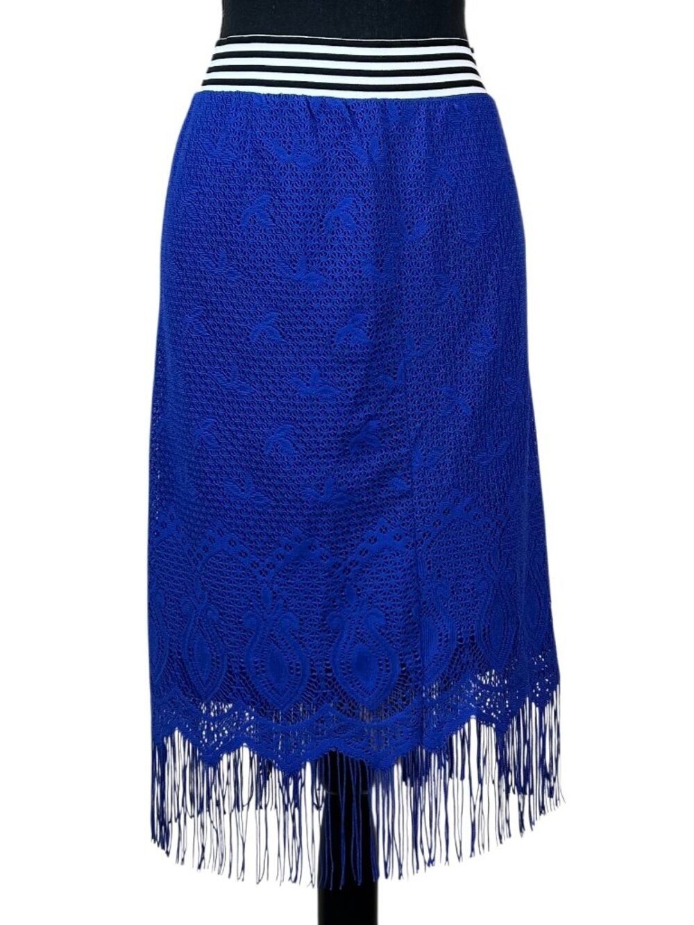 6th & LN Lane Bryant Blue Lace Fringe Hem Skirt Size 22/24